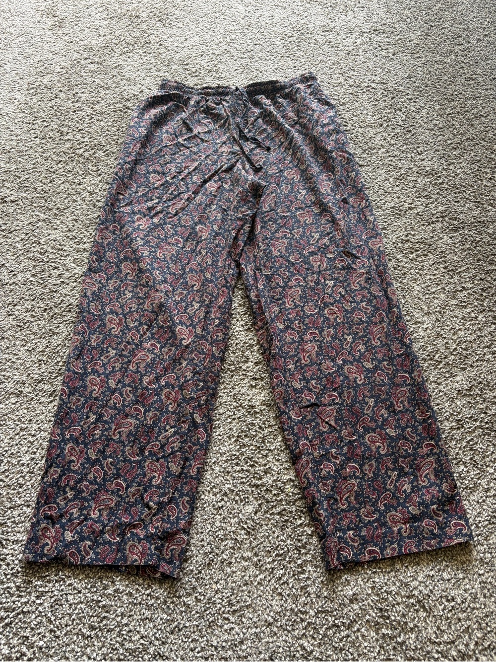 Requirements Women's Straight Leg Paisley Pants - Navy, Red & Cream